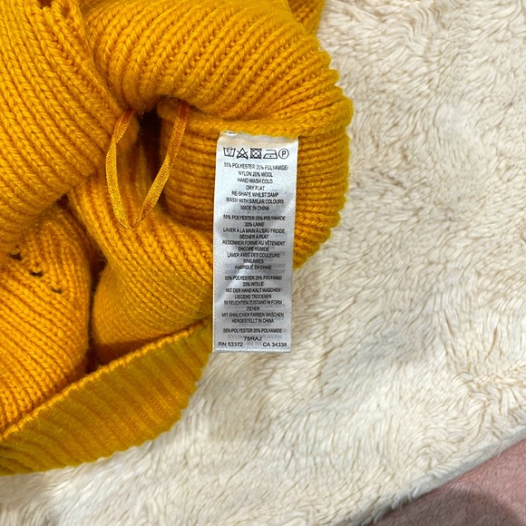 SOLD French Connection Wool Blend Mockneck Yellow Knit Sweater - Picture 3 of 4